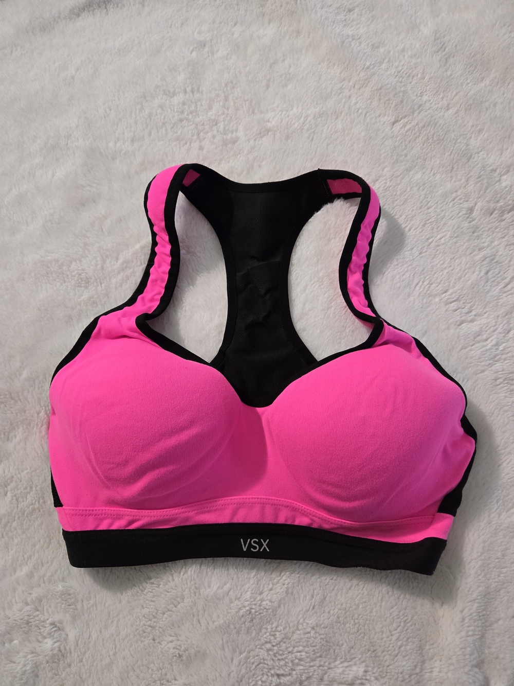 Victoria's Secret VSX Neon Pink and Black Racerback High-Impact Sports Bra